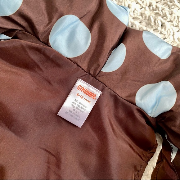 Gymboree Polka Dot Puffer Vest Java Brown Sky Blue Dots 2010 EUC Sz 6-12 Months - Picture 5 of 7